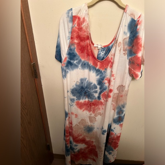 Emerald brand patriotic soft knit maxi dress, worn once, sz 3x, exc condition - Picture 2 of 8